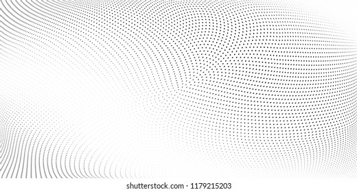 Polka dot halftone pattern. Light dots background. Modern vector illustration. Abstract curves. Points backdrop. Dotted spotted pattern. Monochrome soft background