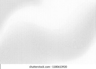 Polka dot halftone pattern. Light dots background. Modern vector illustration. Abstract curves. Points backdrop. Dotted spotted pattern. Monochrome art background