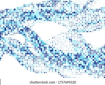 Polka dot halftone retro vector pattern design. Circle elements wave. Comic points, polka dot circles halftone template.