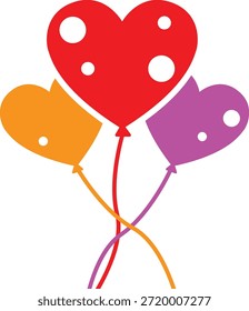 Polka Dot Heart Balloons Trio