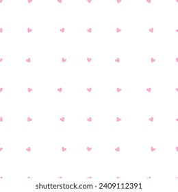 Polka dot heart shape seamless pattern. Vector hearts pattern on white background