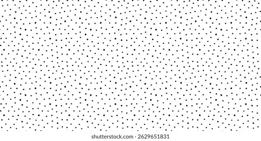 Polka dot horizontal seamless pattern in black and white colors. Hand drawn abstract background with rough grainy dot texture. Vector design perfect for minimal print, wallpaper, or fabric