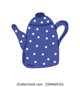Polka dot kettle Doodle style Cozy Autumn. Flat vector illustration