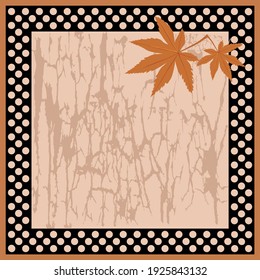 Polka dot, leaves pattern on beige background. Vector design patch for print, textile, scarf design. EPS10 Illustration.