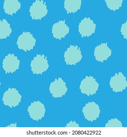 Polka dot light blue abstract seamless pattern on blue background. Vector design for textile, backgrounds, clothes, wrapping paper, web sites and wallpaper. Fashion illustration seamless pattern.