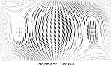 Polka dot light halftone pattern. Gradient dots background. Modern vector illustration. Abstract curves. Points backdrop. Dotted spotted pattern. Monochrome wide grunge template
