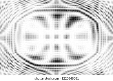 Polka dot light halftone pattern. Gradient dots background. Modern vector illustration. Abstract curves. Points backdrop. Dotted spotted pattern. Monochrome wide grunge template