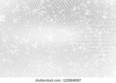 Polka dot light halftone pattern. Gradient dots background. Modern vector illustration. Abstract curves. Points backdrop. Dotted spotted pattern. Monochrome wide grunge template