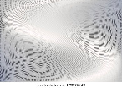 Polka dot light halftone pattern. Gradient dots background. Modern spotted black and white vector illustration. Abstract curves. Dotted soft lines pattern. Monochrome grunge template