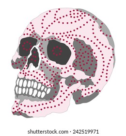 polka dot line sugar skull tribal illustration