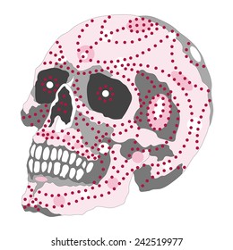 polka dot line sugar skull tribal illustration