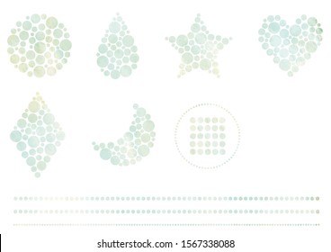 Polka dot mosaic in various shapes / light green