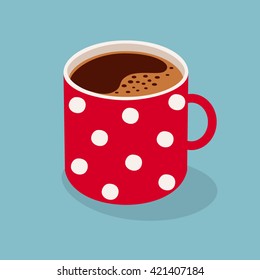   Polka Dot Mug Of Coffee. Vector Illustration.