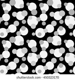 Polka dot on black seamless pattern. Fashion graphic background design. Modern stylish abstract texture. Monochrome template for prints, textiles, wrapping, wallpaper, website etc. VECTOR illustration