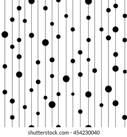 Polka dot on line seamless pattern. Fashion graphic background design. Modern stylish abstract texture. Monochrome template for prints, textiles, wrapping, wallpaper, website etc. VECTOR illustration