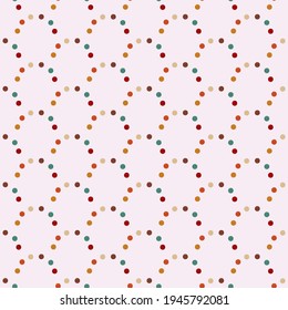 Polka dot ornament. Imitation of Ikat woven technic. Endless vector texture on light pink background. For wall paper, textile print, wrapping paper, notebook cover, tiles