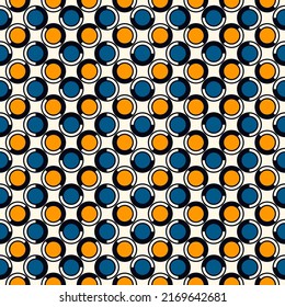Polka dot ornament. Repeated circles seamless pattern. Modern stile geometric background. Geo motif surface print. Bold trendy design contemporary abstract wallpaper. Vector illustration