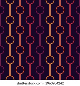 Ornamento de puntos polka. Líneas verticales y círculos sin inconvenientes. Motivo de las cuerdas de las cuentas. Fondo de forma geométrica simple. Impresión de superficie geográfica. Papel de pantalla abstracto de diseño minimalista. Ilustración del vector