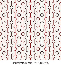 Ornamento de puntos polka. Líneas verticales y círculos sin inconvenientes. Motivo de las cuerdas de las cuentas. Fondo de forma geométrica simple. Impresión de superficie geográfica. Papel de pantalla abstracto de diseño minimalista. Ilustración del vector