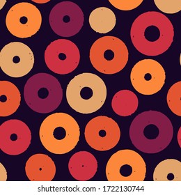Polka dot paint brush seamless pattern. Freehand grunge design background. Circle motif modern minimal ornament. Trendy handdrawn doodle geometric print. Artistic hand drawn abstract vector wallpaper