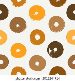Polka dot paint brush seamless pattern. Freehand grunge design background. Circle motif modern minimal ornament. Trendy handdrawn doodle geometric print. Artistic hand drawn abstract vector wallpaper