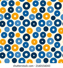 Polka dot paint brush seamless pattern. Freehand grunge design background. Circle motif modern minimal ornament. Trendy handdrawn doodle geometric print. Artistic hand drawn abstract vector wallpaper