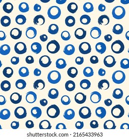 Polka dot paint brush seamless pattern. Freehand grunge design background. Circle motif modern minimal ornament. Trendy handdrawn doodle geometric print. Artistic hand drawn abstract vector wallpaper