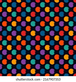 Polka Dot Pinsel nahtloses Muster. Freehand Grunge Design Hintergrund. Circle Motiv modern minimalistisch dekoriert. Trendy handgezeichnet doodle geometrische Druck. Künstlerisch gezeichnete abstrakte Vektorhintergrund