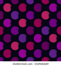 Polka Dot Pinsel nahtloses Muster. Freehand Grunge Design Hintergrund. Circle Motiv modern minimalistisch dekoriert. Trendy handgezeichnet doodle geometrische Druck. Künstlerisch gezeichnete abstrakte Vektorhintergrund