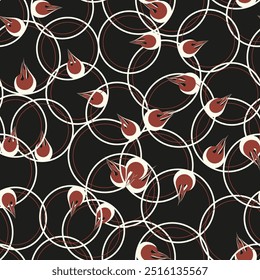 Polka dot paint brush seamless pattern. Freehand grunge design background. Circle motif modern minimal ornament. 