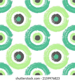 Polka dot painted round shapes seamless pattern graphic design. Baby clothes print. Simple paint doodling. Hand drawn ink brush stroke circles. Round ink painting shapes repeating pattern.