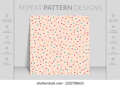 Polka dot pattern background, colorful cute design vector. Simple pattern background.