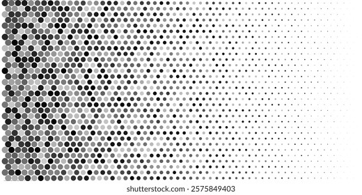 Polka dot pattern background. Liquid half tone subtle blob texture. Vector abstract gradient type. tech bubble square disperse mosaic. Geometric pixel grid fluid degrade. Comic screen matrix ai noise
