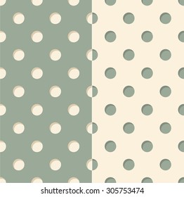 polka dot pattern - beige & grey-green dots were extruded on the inverse color background