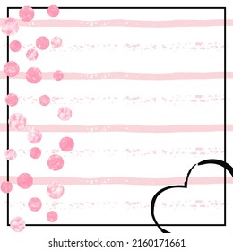 Polka Dot Pattern. Christmas Card. Golden Glowing Art. Celebration Particle. Pink Polka Frame. Rose Scatter Illustration. New Year Starburst. Stripe Polka Dot Pattern
