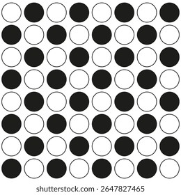 Padrão de ponto polka. Disposição de ponto circular. Textura geométrica do vetor. Design em branco preto.