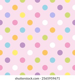 Polka Dot pattern, Colorful seamless texture.