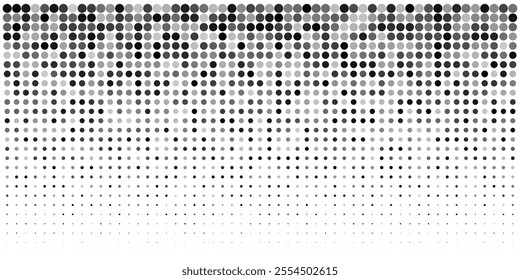 Polka dot pattern. Half tone subtle blob texture. Geometric pixel grid gradient. Tech point square design. Comic seamless disperse grange mosaic. Circle degrade graphic effect, fluid screen fade shape