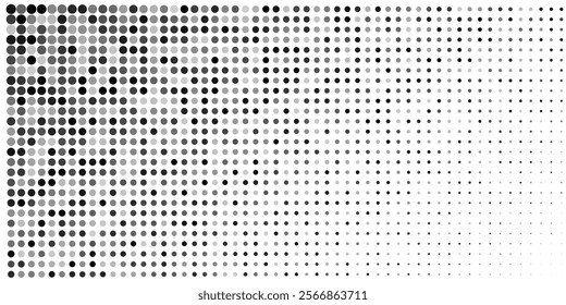 Polka dot pattern. Half tone subtle blob texture. Geometric pixel grid gradient. Tech point square design. Comic seamless disperse grange mosaic. Circle degrade graphic effect, fluid screen fade shape