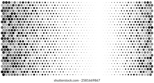 Polka dot pattern. Half tone subtle blob texture. Geometric pixel grid gradient. Tech point square design. Comic seamless disperse grange mosaic. Circle degrade graphic effect, fluid screen fade shape