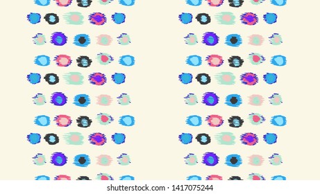 Polka Dot Pattern. Ikat geometric folklore ornament. Memphis vintage, retro style. Children, kids sketch drawing.