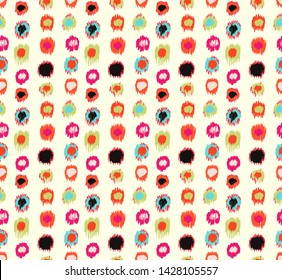 Polka Dot Pattern. Ikat geometric folklore ornament. Memphis vintage, retro style. Children, kids sketch drawing.