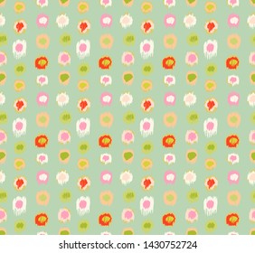 Polka Dot Pattern. Ikat geometric folklore ornament. Memphis vintage, retro style. Children, kids sketch drawing.