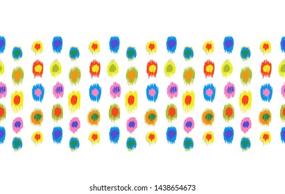 Polka Dot Pattern. Ikat geometric folklore ornament. Memphis vintage, retro style. Children, kids sketch drawing.