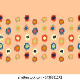 Polka Dot Pattern. Ikat geometric folklore ornament. Memphis vintage, retro style. Children, kids sketch drawing.