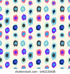 Polka Dot Pattern. Ikat geometric folklore ornament. Memphis vintage, retro style. Children, kids sketch drawing.