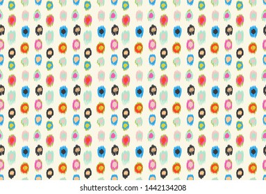 Polka Dot Pattern. Ikat geometric folklore ornament. Memphis vintage, retro style. Children, kids sketch drawing.