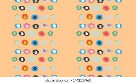 Polka Dot Pattern. Ikat geometric folklore ornament. Memphis vintage, retro style. Children, kids sketch drawing.