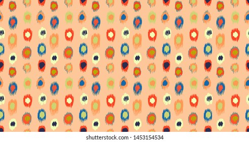 Polka Dot Pattern. Ikat geometric folklore ornament. Memphis vintage, retro style. Children, kids sketch drawing.