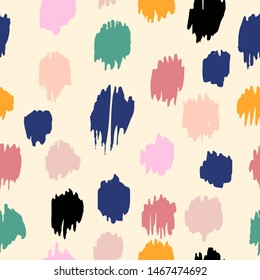 Polka Dot Pattern. Ikat geometric folklore ornament. Memphis vintage, retro style. Children, kids sketch drawing.